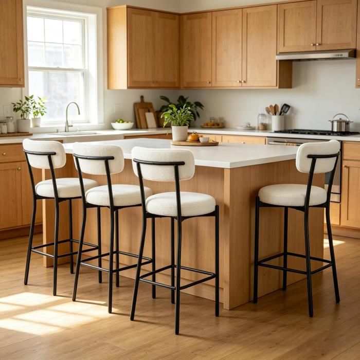 SUPFINE Lot de 4 Chaises Hautes Tabourets de Bar avec Dossier Ergonomique Repose-Pied Intégré Adapté Îlot de Cuisine Moderne