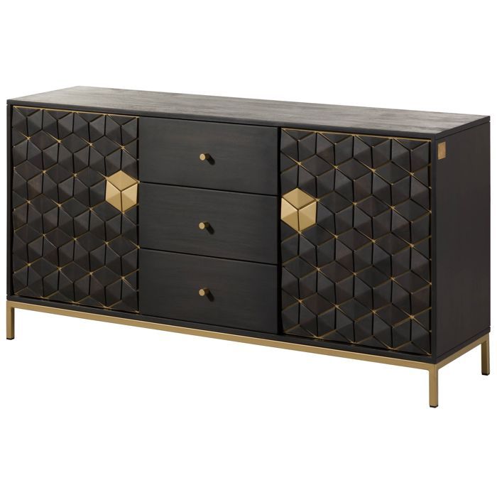 Buffet bas Manguier gris huilé massif 146x40x77 cm bois massif DIAMOND #122