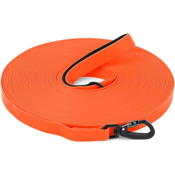 Longe pour chien étanche 5 m - PVC imperméable - Polyester renforcé - Poignée souple SBR