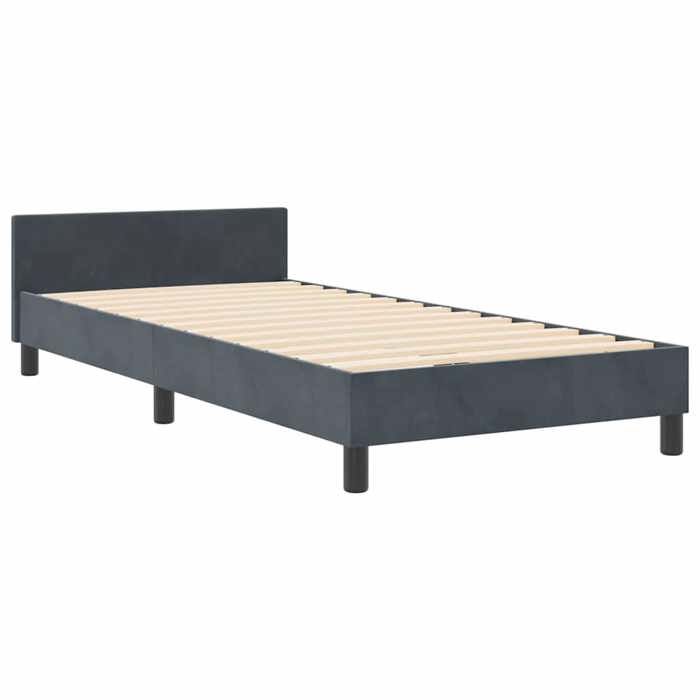 Structure de lit - HAOSHOP - Lit à ressorts avec tête de lit Gris foncé 90 x 190 cm Velours&01_105184