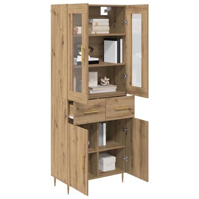 Marron Buffet & bahut contemporain，Haut Armoire 2 pc Chêne artisanal 69 5 x 34 x 180 cm FR&1555