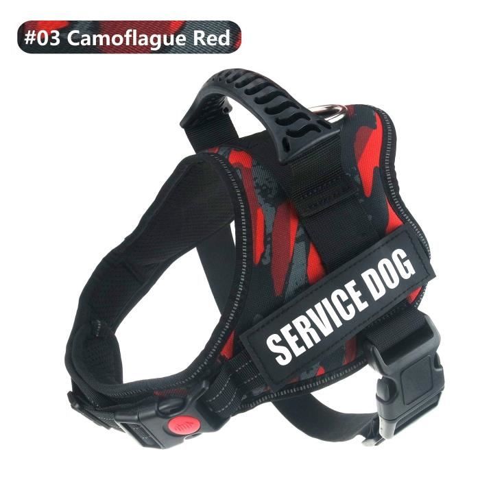Meilleurs prix pour GILET DE SECURITE Taille XXL 03 camoflague rouge Harnais réfléchissant et réglable pour chiens de Service, gilet pour chiens de ta