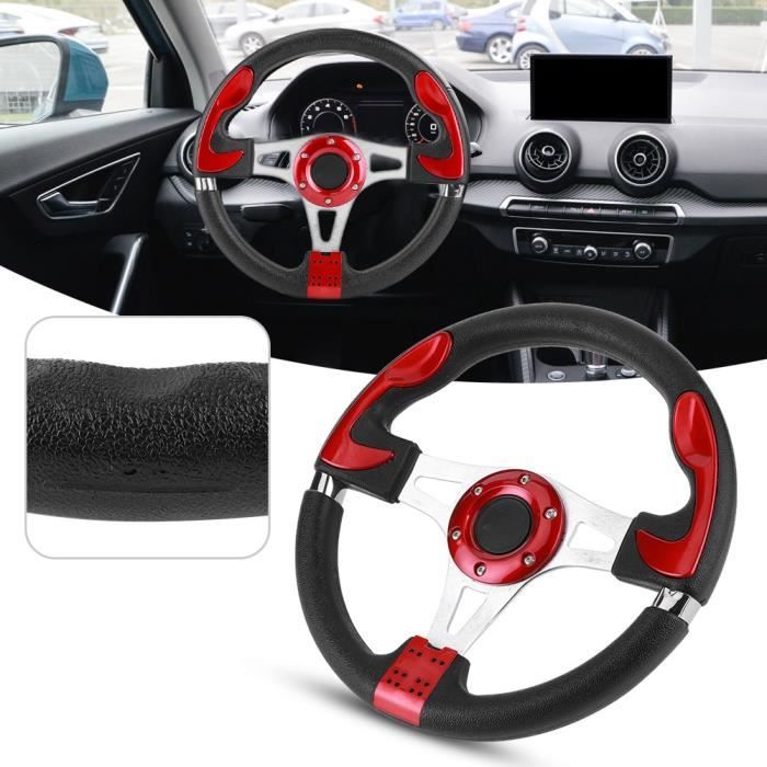 Volant Sport Auto 350mm Noir - Cuir PU, 6 Boulons - Universel