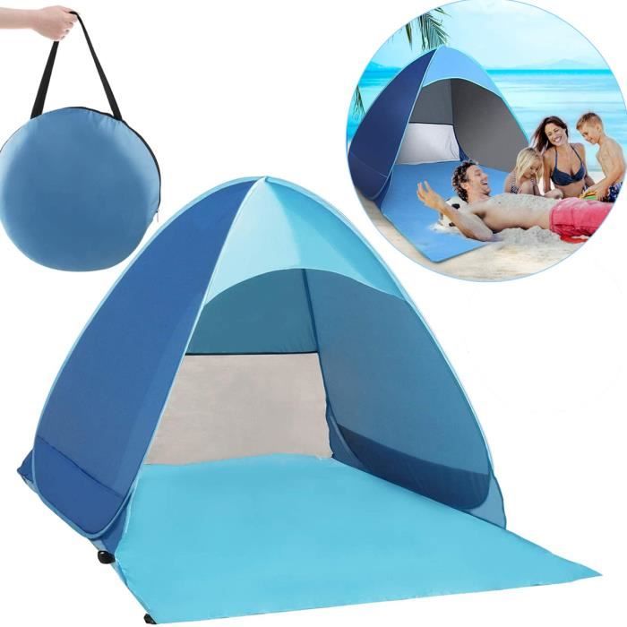 Zhenke Tente Anti Uv De Plein Air Abri De Plage Avec 2 3 Personnes Tente De Plage Instantanee Portable Escamotable Bleu Cdiscount Sport