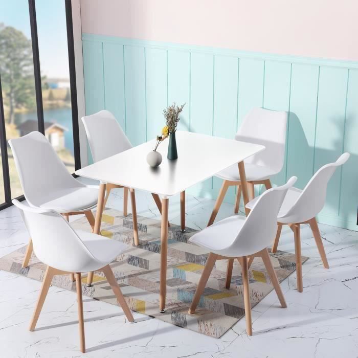 Liepu Lot de 4 Chaises Scandinave Assise Rembourrée Salle à Manger Cuisine Chambre - White