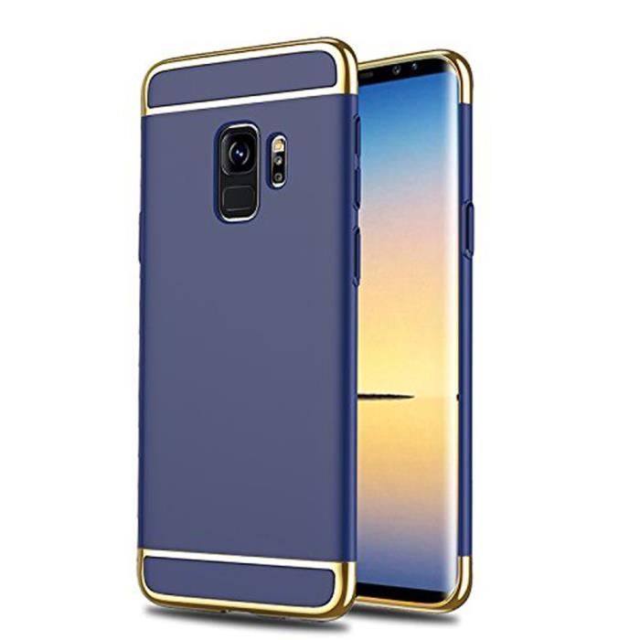 Pour Samsung Galaxy S9 Mince Coque 3 en 1 Placage Etui de Protection Anti Choc Tres Slim Housse Bleu Cdiscount Telephonie