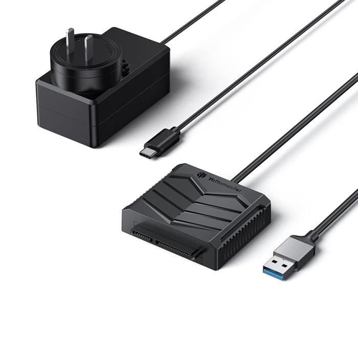 Adaptateur Sata Usb Cable SATA To USB 3.0, Adaptateur USB SATA Avec Alimentation 12V, Convertisseur Compatible Disques Durs Externes Internes SSD/HDD 2,5 3,5, Transfert 5 Gbps Plug & Play Prise Charge Windows