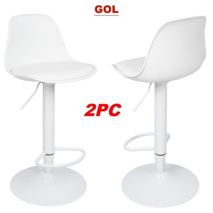 Box And Beyond - Lot De 8 Tabourets De Bar - Hauteur 91 Cm - Bois, Métal Et Plastique Blanc - Repose-Pieds -Cuisine, Salon, Salle à Manger, Ilot De Cuisine, Bar
