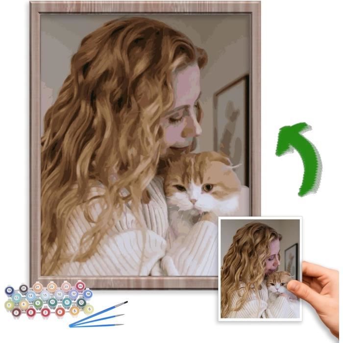 Kit Peinture Par Numéros Lion - Toile 40x50 Cm Avec Peintures Acryliques Et Pinceaux - Loisir Créatif