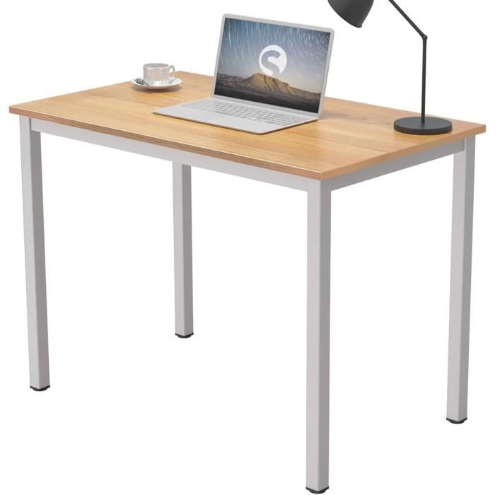 NEED Bureau d'ordinateur table d'étude 100x60 cm, adapté au bureau, salon,  cuisine, teck et blanc - Cdiscount Maison