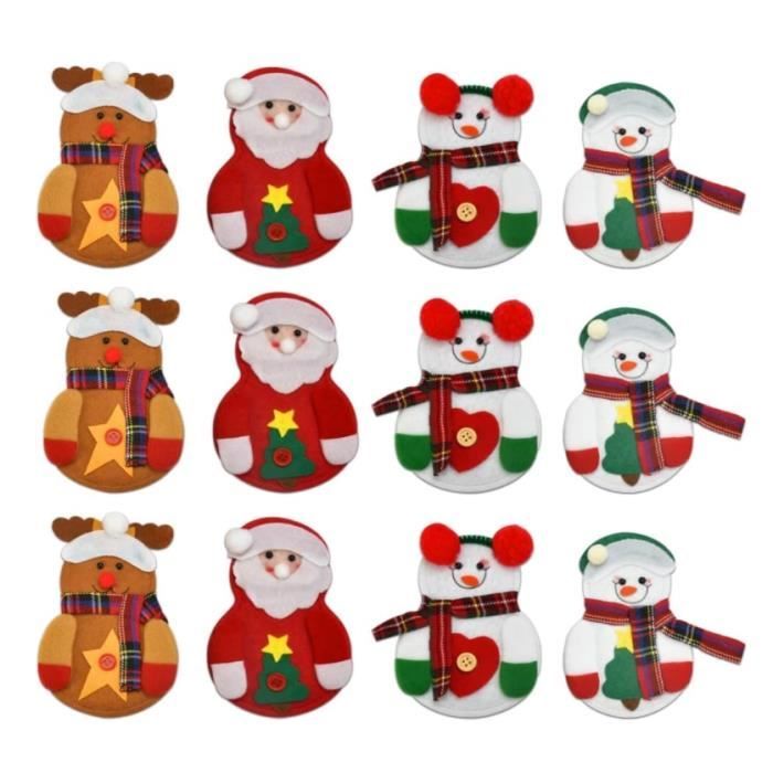 Porte-Couverts Noël Bonhomme Pain D'Épice - Lot De 12 En Feutre, Décoration De Table De Fêtes - 3