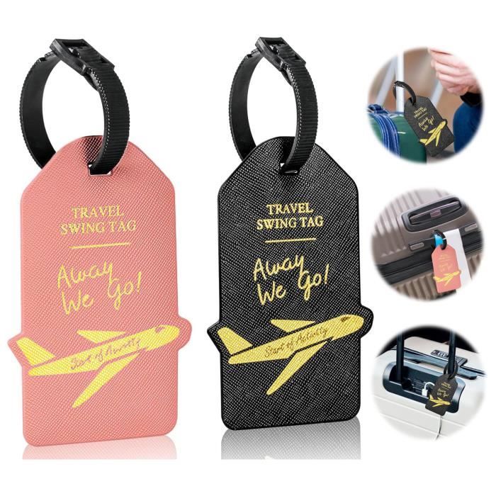 Accessoires Voyage Étiquettes Bagage En Cuir Synthétique – 2 Pièces – Protection Vie Privée – Rouge étiquette Cuir Synthétique