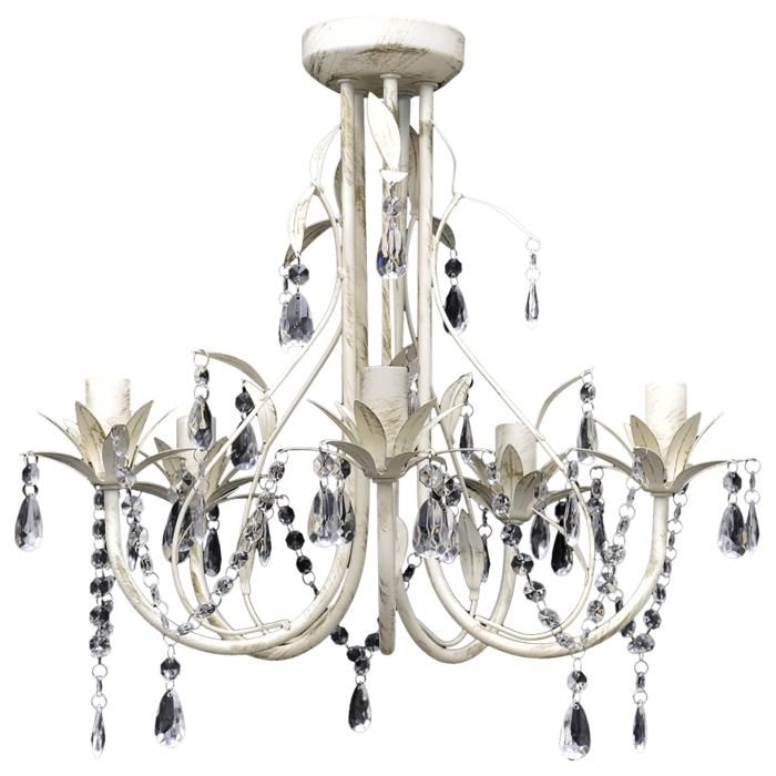 Lustre plafonnier suspendu lampe antique cristal 42 5 cm blanc 2402018 Lustre plafonnier suspendu lampe antique cristal 42 5 cm blanc 2402018