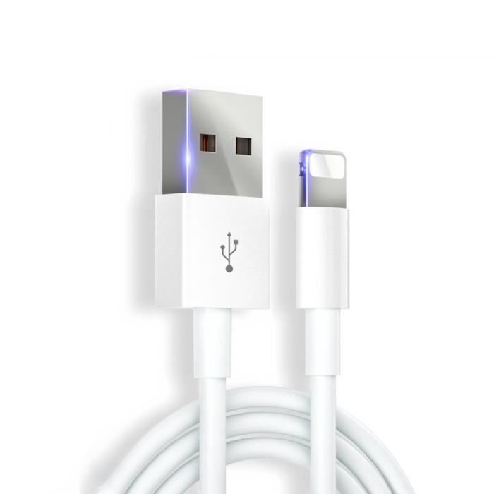 Chargeur iPhone 8 Plus Renforcé à Charge Rapide, 1 mètre, Blanc