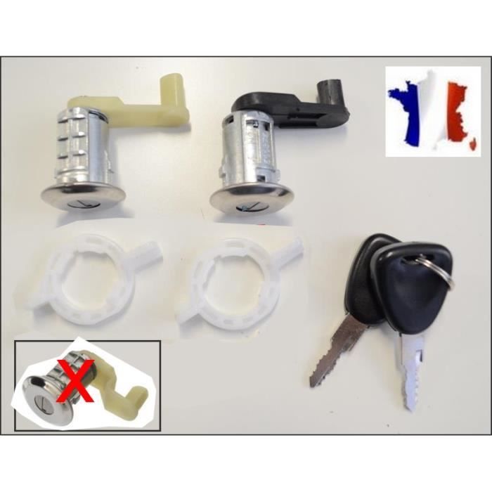 Lot 2 Barillets Serrures Porte Avant Gauche/droite + 2 Clés | Compatible 106 205 309 405