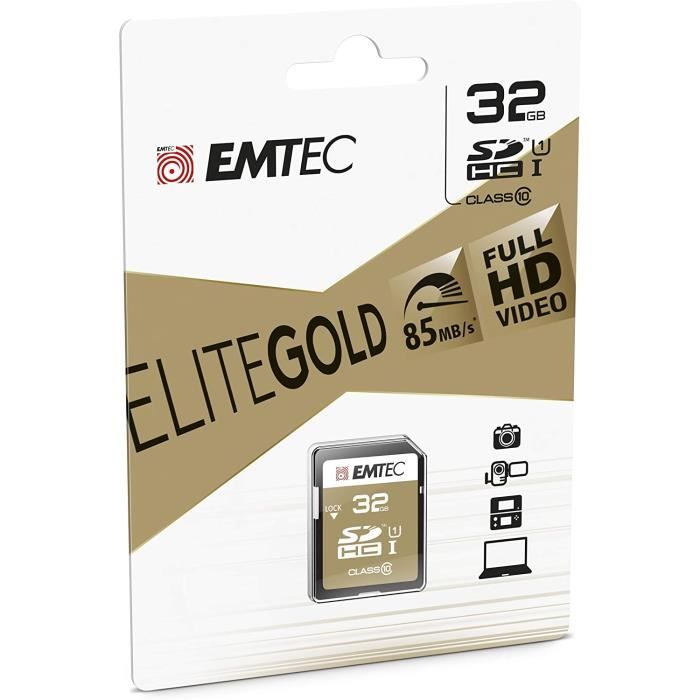 Carte SD - Classe 10 - Gamme Elite Gold - UHS-I U1 - Avec Adaptateur  Performance - 32 Gb[O123] - Cdiscount Appareil Photo