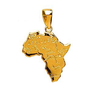 Pendentif - 1001 BIJOUX - Carte Afrique - Plaqué Or - Hauteur 24 cm - Largeur 29 cm