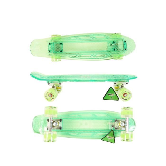 Skateboard design 79x20 cm en planche bois et roulettes en métal