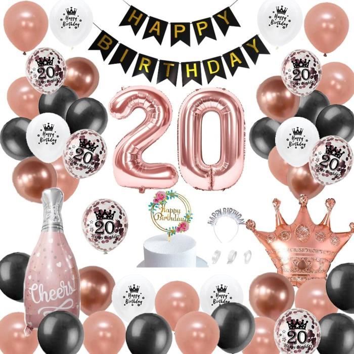 Décoration de ballons d'anniversaire 20 ans - Bannière « Happy