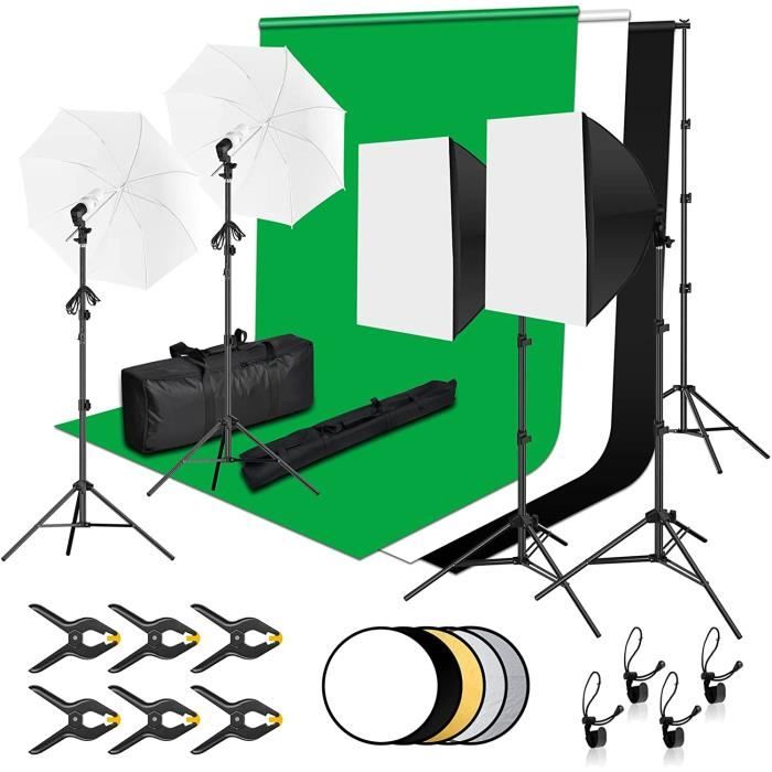 EMART Kit Studio Photo Complet, Photo Studio Eclairage avec 3 Fond