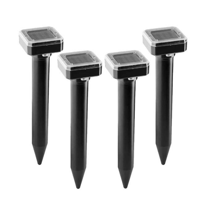 4X Répulsif Anti Taupes, Solaire,Ultrason,ultrasons Borne Pour Taupes, Serpents Campagnols Gophers Et Autres Répulsif -Square