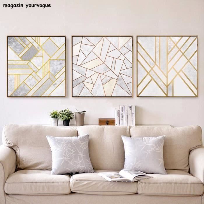 Nordic minimaliste or géométrie abstraite peinture sur toile aucune image  murale cadre pour salon décoration peinture*PL13204 - Achat / Vente objet décoration  murale - Cdiscount