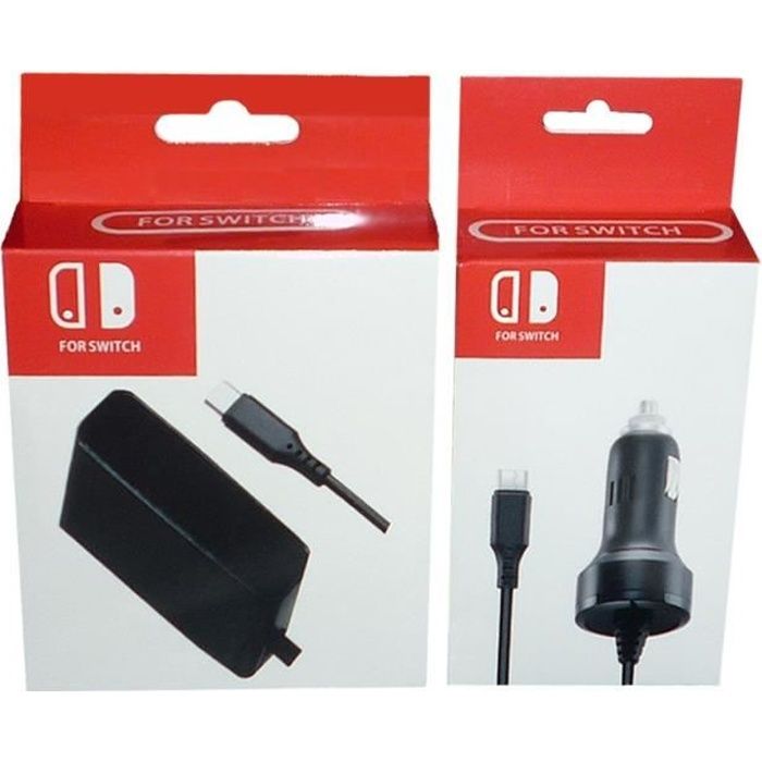 Kit d'accessoires de chargeur pour adaptateur d'alimentation pour maison et voiture pour console de jeux vidéo nintendo switch