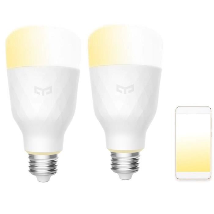 Xiaomi Yeelight 2pcs Ampoules LED connectées WIFI 800lm E27 10W 2 Couleus support Alexa