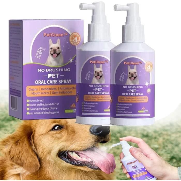 Spray de nettoyage des dents pour chiens et chats - Petclean - Sans brossage - Blanc - Chien