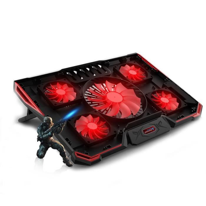 Refroidisseur PC Portable - Refroidissement Maximal - 5 Ventilateurs -  Support Ventilé pour Ordinateur - Gamer Gaming - (Rouge) - Cdiscount