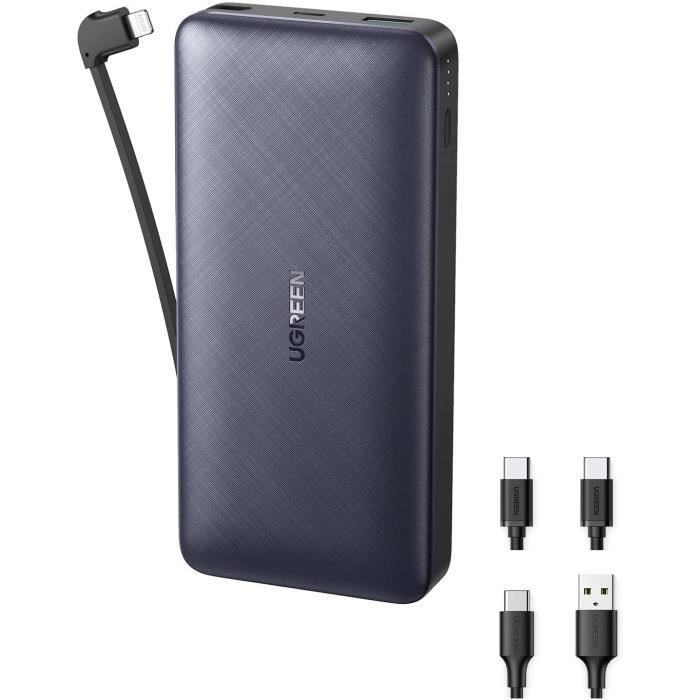 Batterie Externe 20000mAh Power Bank Portable 20W PD QC 3.0 Charge Rapide  avec Câble Intégré Lightning Compatible avec iPhone[N135] - Cdiscount  Téléphonie