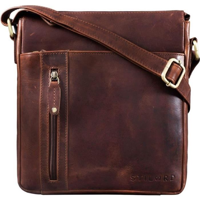 foncé STILORD /'Geralt/' Sac en Cuir Vintage Homme Sac Messager à Bandoulière d/'Epaule Serviette pour Ordinateur 15,6 Pouces Attachable Couleur:Marron