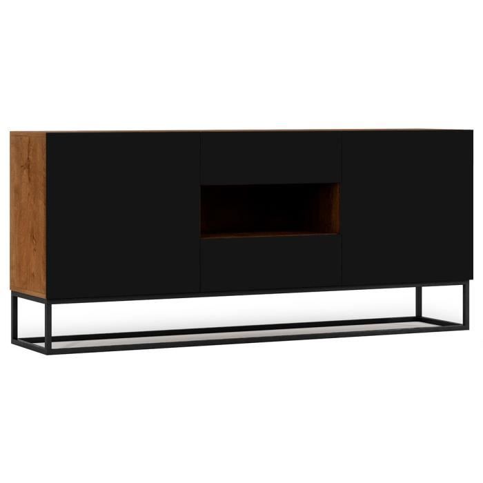 Roman - buffet bas - 2 portes - 180 cm - Bois / Noir