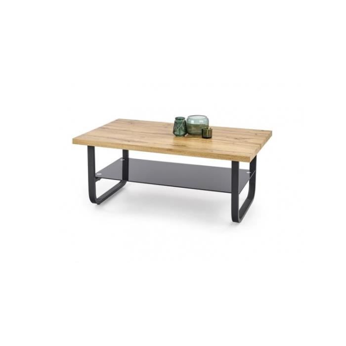 table basse rectangulaire 120 cm x 60 cm x 45 cm - chêne naturel/noir