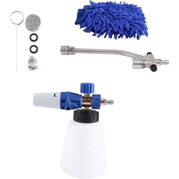 Double Connecteur Pour Nettoyeur Haute Pression - Nettoyeur Haute Pression Pour Surfaces Extérieures - 5 Embouts De Buse, Bouteille De Savon 1000ml, Accessoires De Nettoyage Pour Moto Et Maison