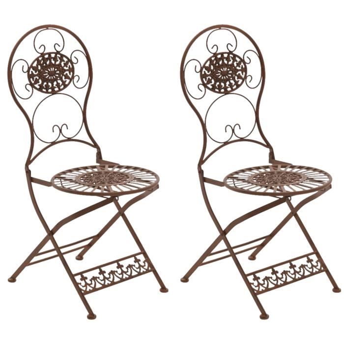 -CLP-Lot de 2 Chaises de jardin pliables Mani en fer forgé-Array -CLP-Lot de 2 Chaises de jardin pliables Mani en fer forgé-Array