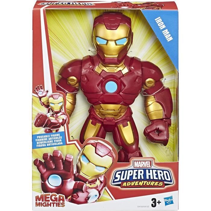 figurine iron man 25 cm super heros adventures personnage articule marvel jouet mega mighties set garcon et 1 carte animaux
