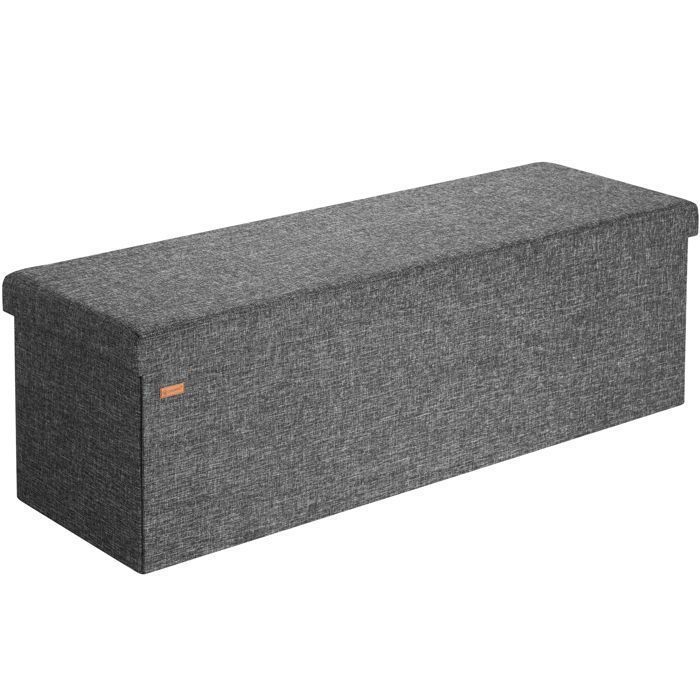 CASARIA® Banc de rangement gris foncé 115 x 38 x 38 cm Siège Coffre de rangement pliable 131L pour salon chambre couloir