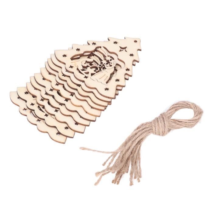 20 Pendentifs De Noël En Bois Non Peint – 10 Modèles (rennes, Bonhommes De Neige, Sapins…) – Décoration Sapin Ou Couronne - 10