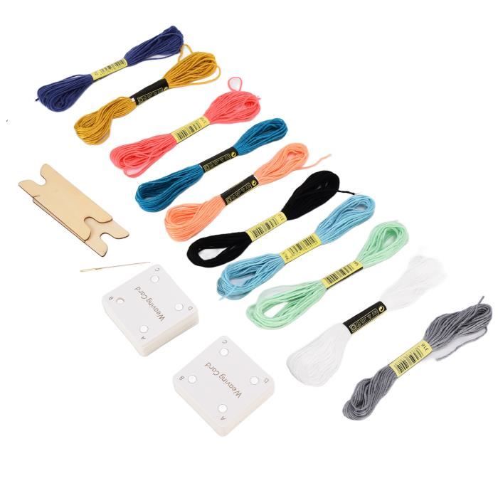 Lot de 30 cartes de tissage en bois - Kit de métier à tisser à tisser - Fournitures de tissage pour loisirs créatifs et écharpes