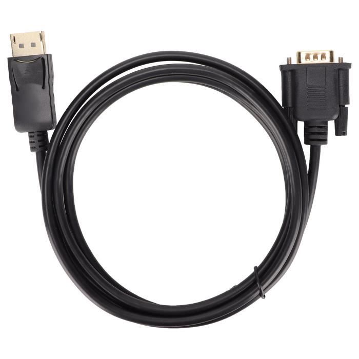 Câble DisplayPort Vers VGA Loryi - 6 Pieds - Connecteurs Dorés - 1080P 60Hz - Pour PC, Moniteur, Projecteur