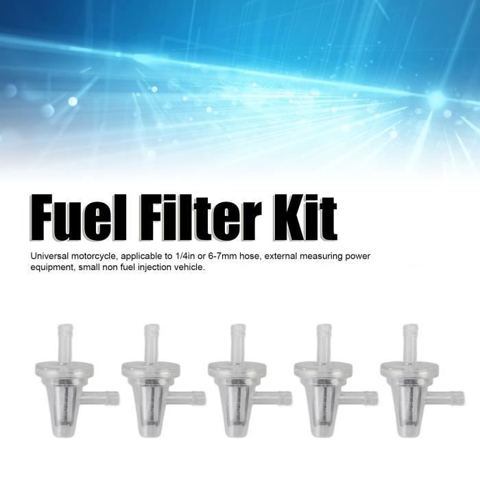 5 Filtri Benzina 90° Per Moto – Universali 1/4 5/16 6mm 7mm – Trasparenti
