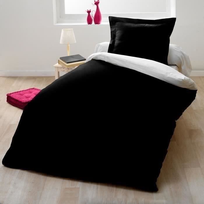 Parure housse de couette 1 personne 140x200 cm 100% Coton Bicolore et