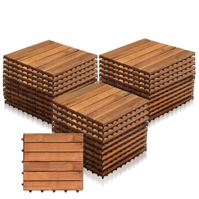 Carreaux de terrasse 22 pcs 30 x 30 cm 2 m² WPC Marron - SALALIS