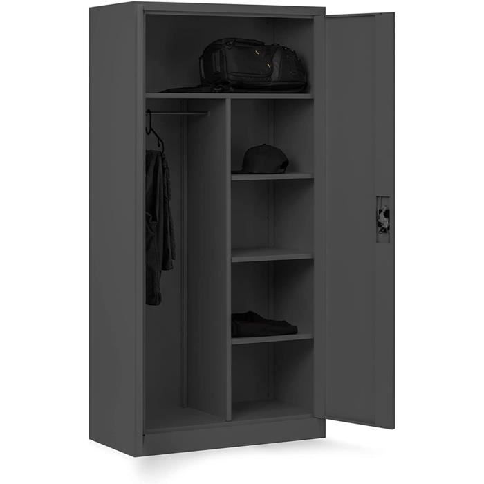 Armoire de Bureau C34 Métallique Armoire à Dossiers Armoire à Outils Revêtement par Poudre Verrouillable 185 x 90 x 45 cm Anthracite