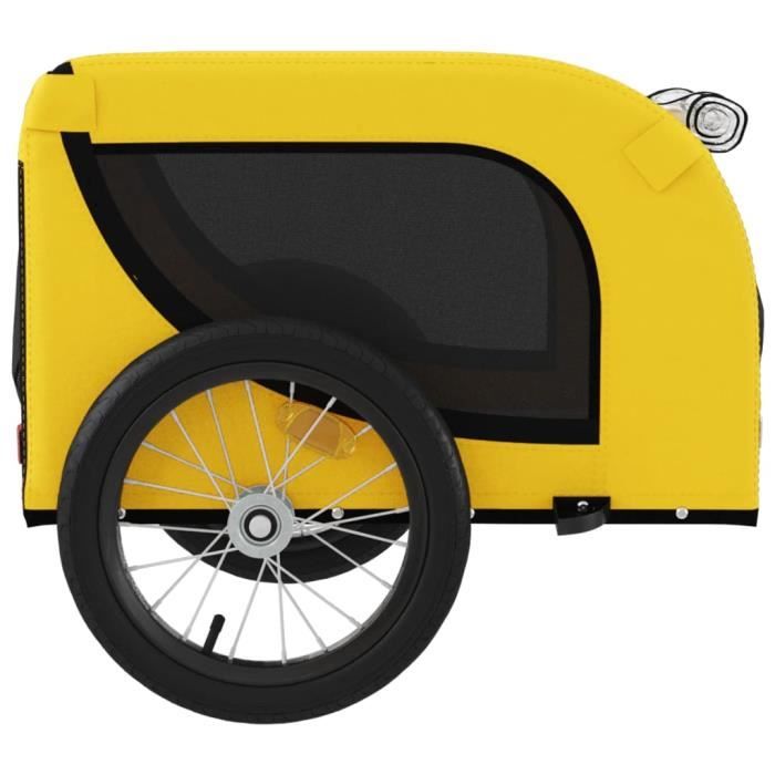 Remorque de vélo pour chien KEENSO - Jaune et noir - Tissu Oxford et fer - Capacité de charge maximale 45 kg
