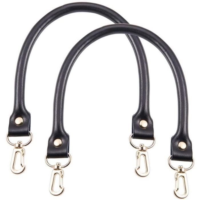 2 Sangles De Sac En Cuir PU Avec Boucles Métal - Longueur 40 Cm (autres Tailles Dispo) - Remplacement, Déco