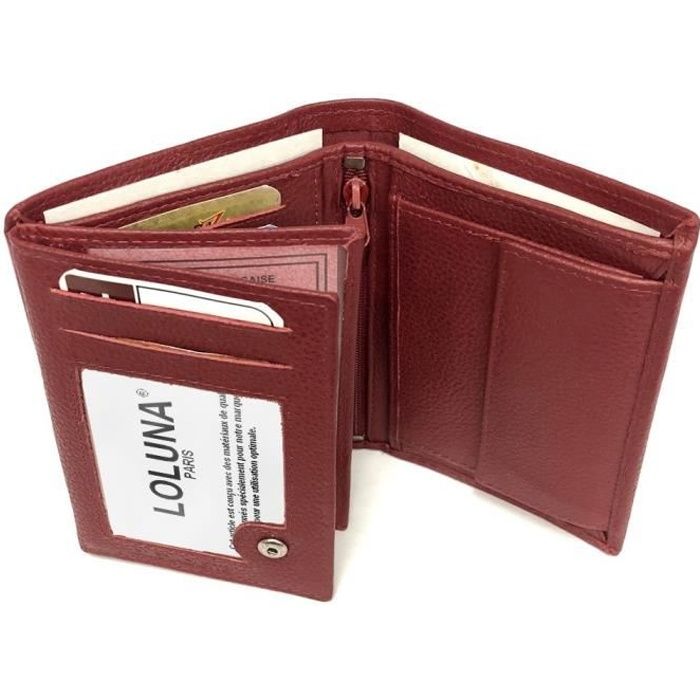 Portefeuille femme cuir avec porte monnaie fermeture eclair, volet 10 ...
