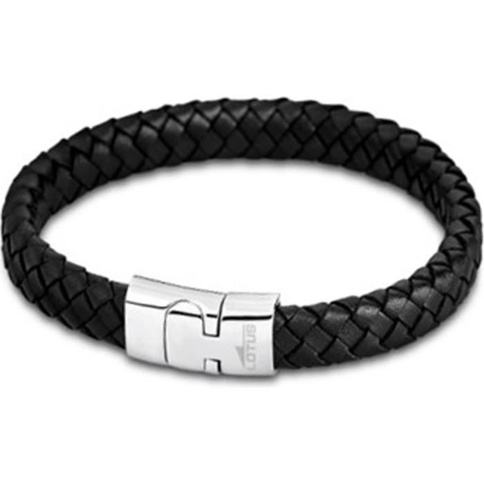 Bracelet homme Lotus LS170122 cuir tressé coloris noir Achat