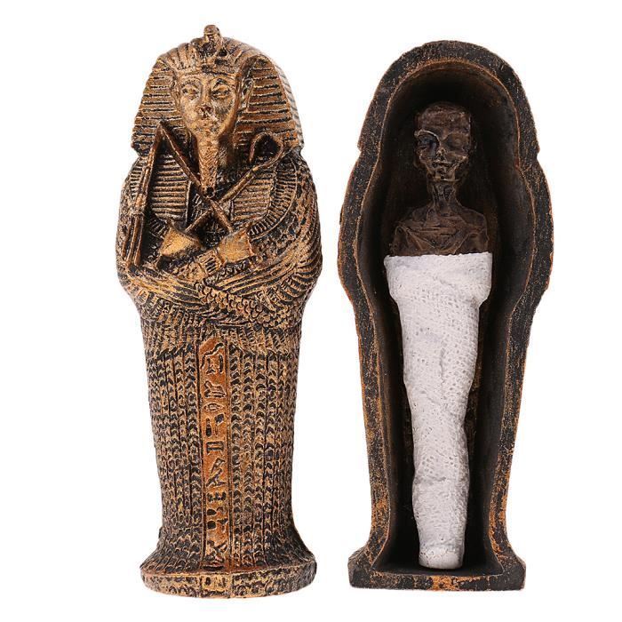 Cercueil égyptien antique avec sculpture en figurine de momie pour la 